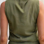V Neck Sleeveless Button Up Top
