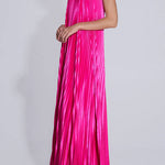 Strapless V Neck Pleated Maxi Party Dress