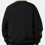 Relax Fit Ghost Drinking Coffee Print Contrast Polo Sweatshirt