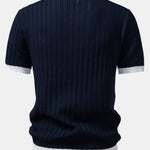 Contrast Textured Johnny Collar Knit Polo