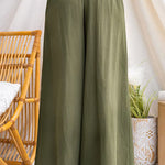Elastic Waist Pocketed Wide Leg Pants