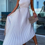 Margovil One Shoulder Cut Out Waist Irregular Pleated Party Dress