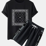 Paisley Bandana Pattern T-Shirt & Paisley Paneled Jersey Shorts