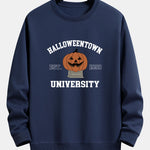 Halloween Pumpkin Town Print Relax Fit Sweatshirt