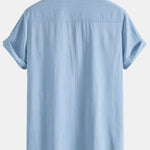 Atomic Print Linen Look Patchwork Bowling Shirt