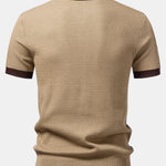 Textured Contrast Johnny Collar Knit Polo