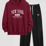 New York Print Relax Fit Hoodie & Straight Leg Corduroy Pants