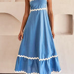 Margovil Spaghetti Strap Ric Rac Trim Swing Maxi Dress