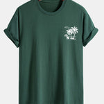 Regular Fit Palm Tree Print Cotton T-Shirt