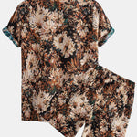 Painted Floral Jacquard Cuban Shirt & Shorts