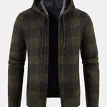 Plaid Zip Up Hooded Sweater