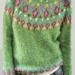 Margovil Long Sleeves Diamond Print Fuzzy Sweater(in 3 Colors)