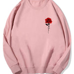 Red Rose Print Cotton Sweatshirt