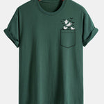 Regular Fit Pocket Bat Ghost Print Cotton T-Shirt