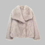 WEENA��� - Classy Long Sleeve Collared Fuzzy Coat