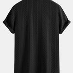 Geometry Rhombus Jacquard Button Up Shirt & Crinkle Textured Straight Leg Pants