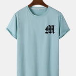 Letter Print Arc Hem T-Shirt