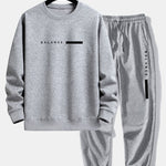 Balance Stripe Print Relax Fit Crew Neck Sweatshirt & Jogging Pants