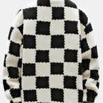 Teddy Fleece Checkerboard Stand Collar Jacket