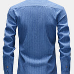Long Sleeve Stripe Linen Look Button Up Shirt