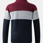 Color Block Patchwork Zip Up Sweater