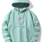 Gradient Dissolving Bear Print Drop Shoulder Relaxed Hoodie