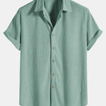 Corduroy Button Up Short Sleeved Shirt & Straight Leg Corduroy Pants