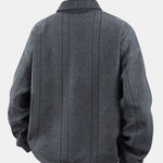 Geometric Jacquard Polo Collar Sweatshirt