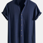 V Neck Linen Rayon Blend Shirt & Straight Leg Linen Pants