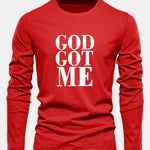 Long Sleeve God Got Me Print Cotton T-Shirt
