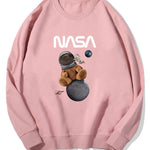 Space Bear Print Cotton Sweatshirt