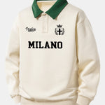 Relax Fit Milano Print Contrast Polo Sweatshirt