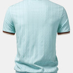Contrast Trim Textured Zipper Knit Polo