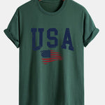 Regular Fit USA Flag Print Cotton T-Shirt
