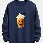 Halloween Pumpkin Drink Print Relax Fit Sweatshirt