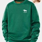 Shark Print Teddy Fleece Lined Sweatshirt