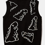 Dinosaur Print Knit Sweater Vest