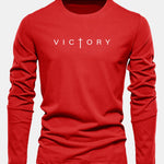 Long Sleeve Victory Slogan Print Cotton T-Shirt