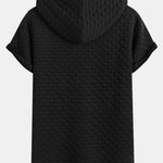 Checkerboard Jacquard  Arc Hem Hooded T-Shirt