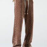 Checkerboard Textured Straight Leg Pants