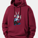 Carton Rabbit Print Relax Fit Hoodie