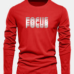 Long Sleeve Focus Print Cotton T-Shirt