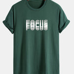 Regular Fit Focus Slogan Print Cotton T-Shirt