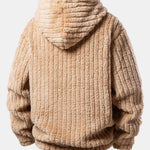 Teddy Fleece Stripe Kangaroo Pocket Hoodie