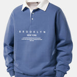 Brooklyn Print Contrast Polo Collar Sweatshirt