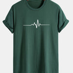 Regular Fit Heartbeat Flatline Print Cotton T-Shirt
