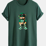 Regular Fit Trendy Bear Print Cotton T-Shirt