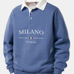 Milano Print Contrast Polo Collar Sweatshirt