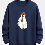 Halloween Ghost Print Relax Fit Sweatshirt