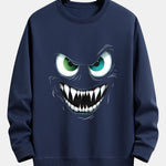 Evil Smiley Face Print Relax Fit Sweatshirt